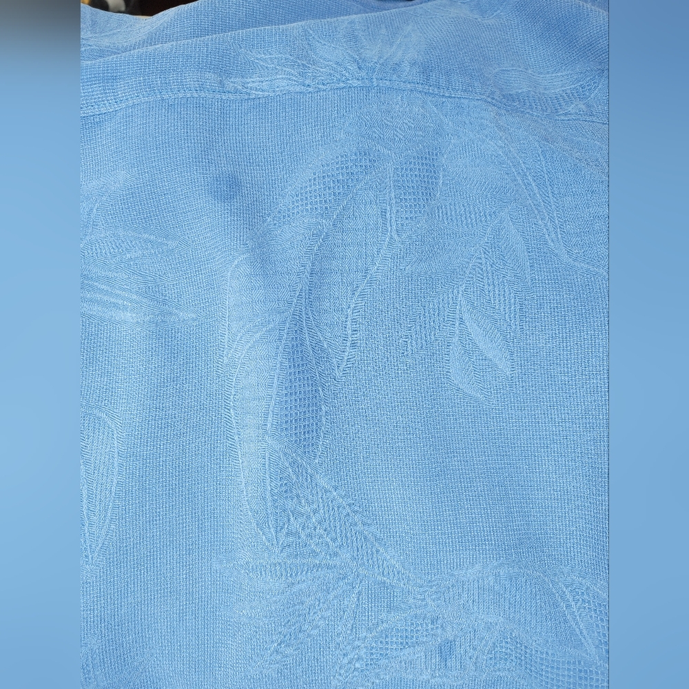 TOMMY BAHAMA ORIGINAL FIT JACQUARD PALM LEAF PRINT CAMP SHIRT, BRIGHT COBALT XL - Picture 10 of 13